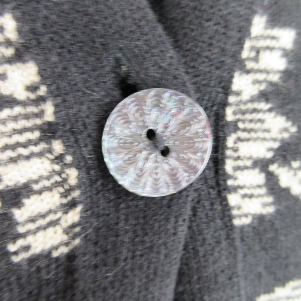 J. Jill Floral Knit Cardigan Size XL Intarsia Black and Cream - Picture 3 of 10